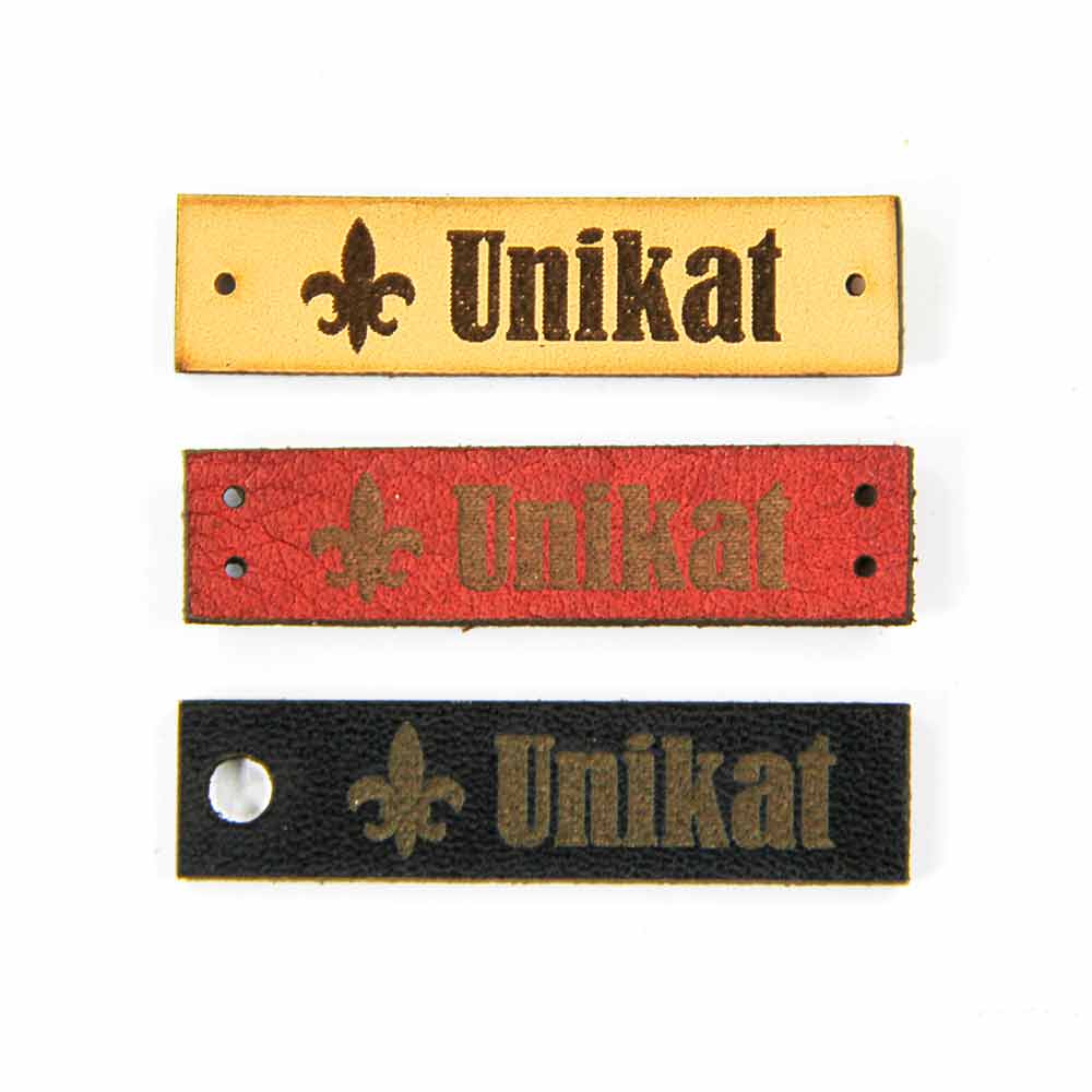 Lederlabel "Unikat", 1 x 4 cm, Lederetiketten