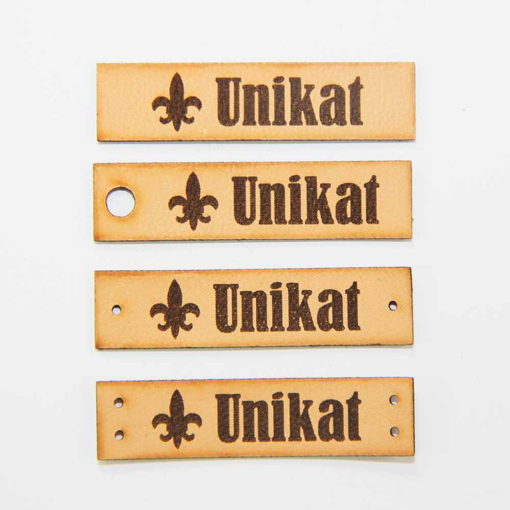 Lederlabel "Unikat", 1 x 4 cm, Lederetiketten