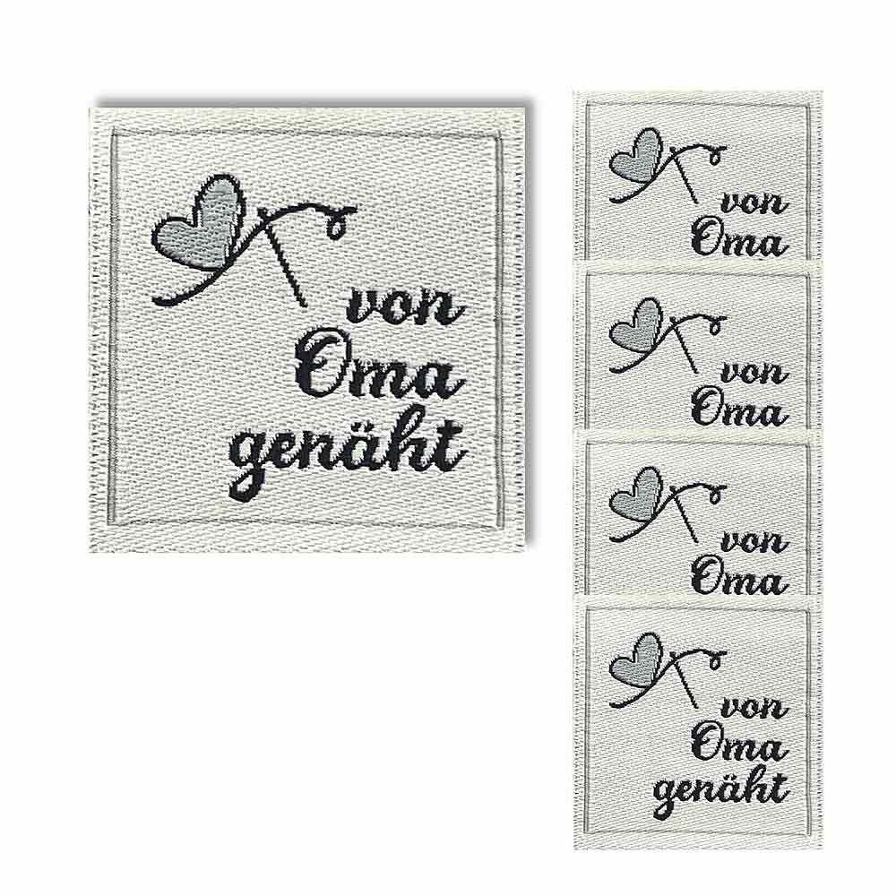 Textiletiketten "von Oma genäht / von Mama genäht" - quadratisch