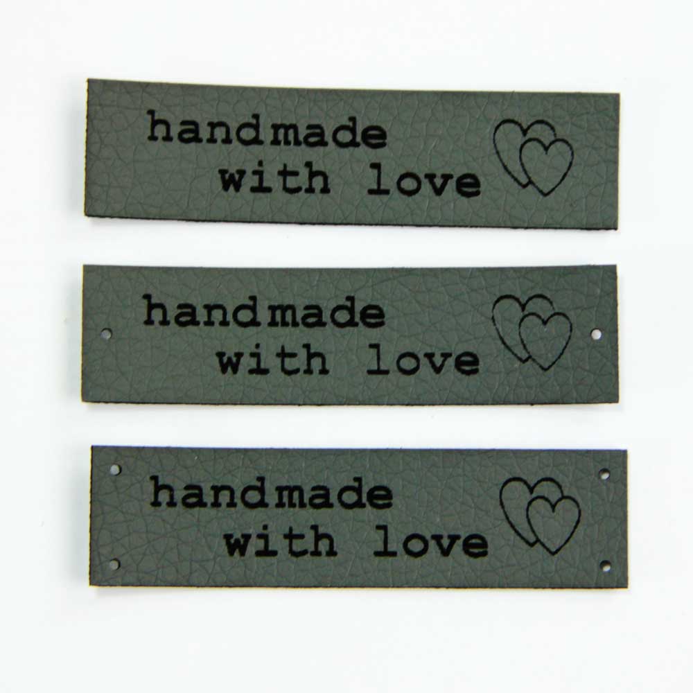 Kunstleder-Etiketten  "handmade with love"