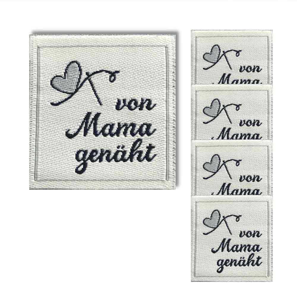 Textiletiketten "von Oma genäht / von Mama genäht" - quadratisch