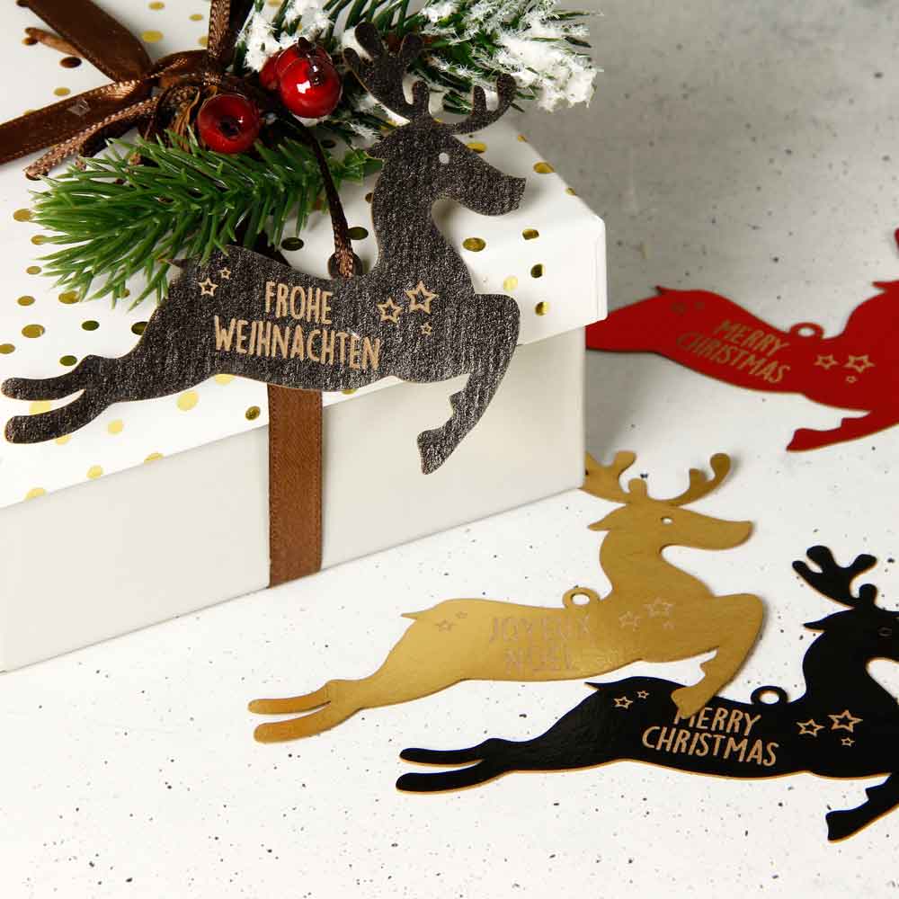 Hang tag "Merry Christmas" Reindeer - glossy