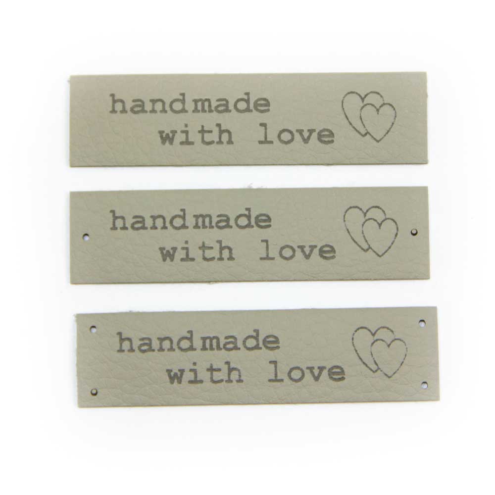 Kunstleder-Etiketten  "handmade with love"