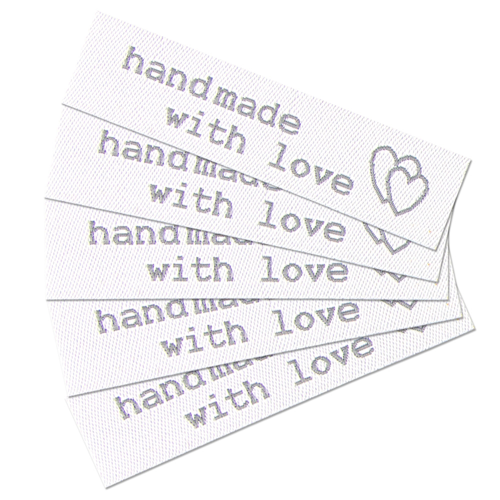 Bügeletiketten "handmade with love", Wäscheetikett