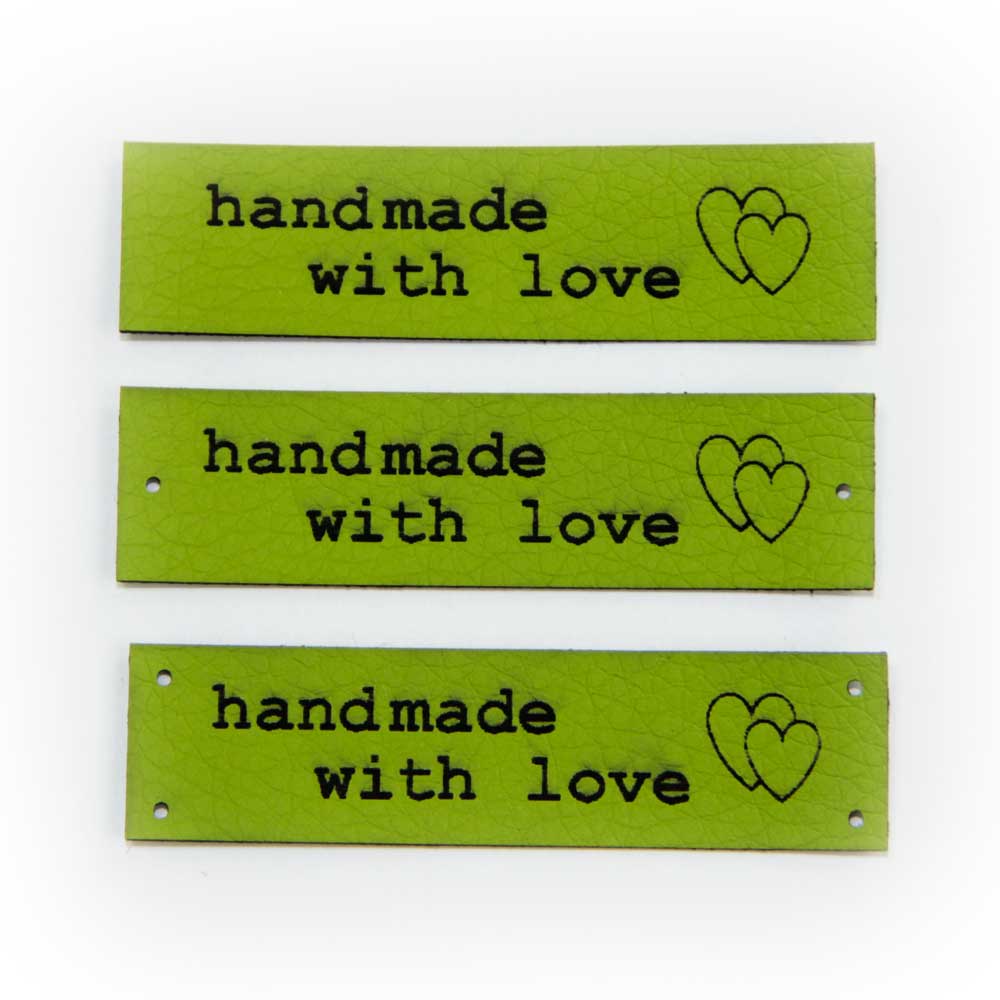 Kunstleder-Etiketten  "handmade with love"