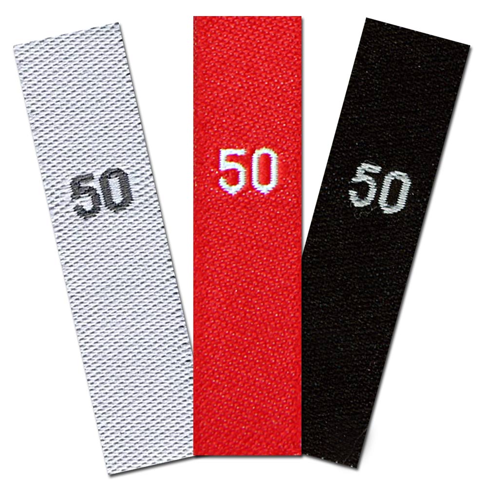 taille étiquettes tissées, taille 50