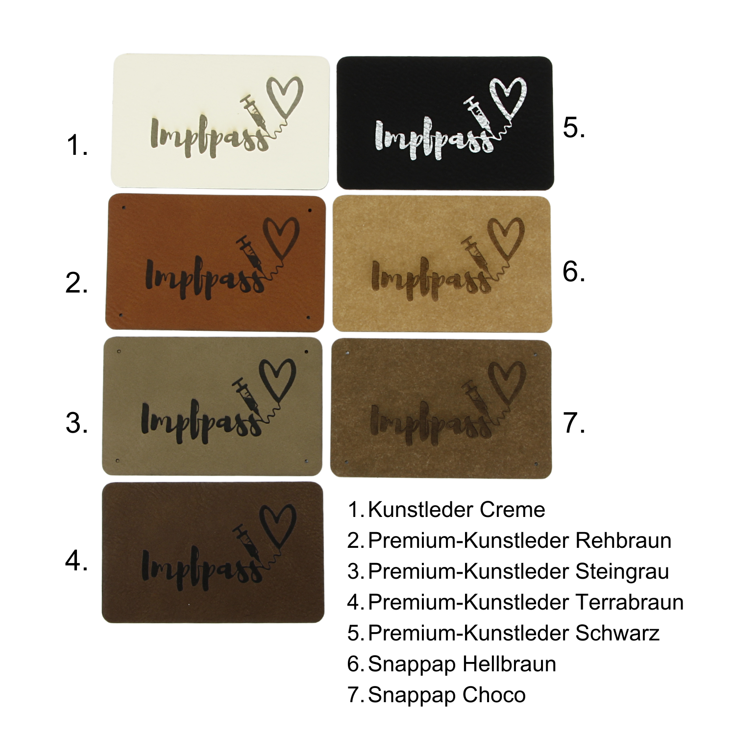 Rectangular labels for vaccination card "Impfpass - Syringe & Heart"