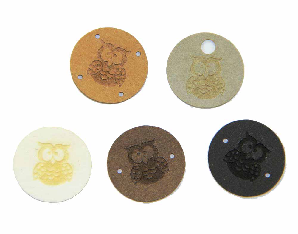 SnapPapp labels "Owl", round, mini appliqué