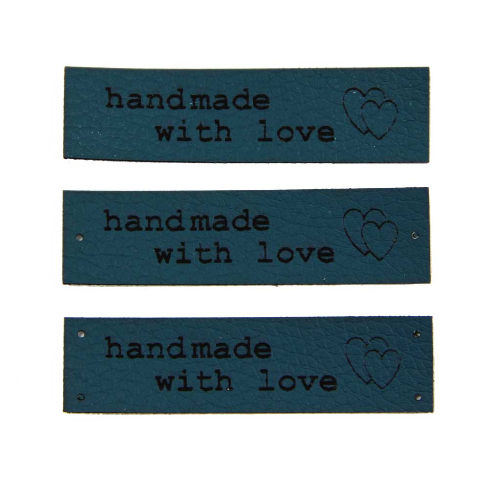 Kunstleder-Etiketten  "handmade with love"