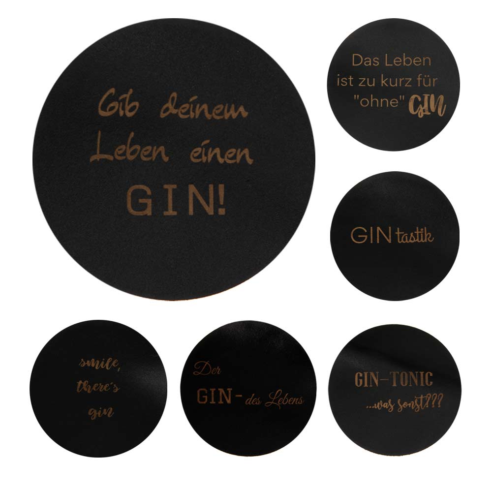 Glass coasters Gin made of leather