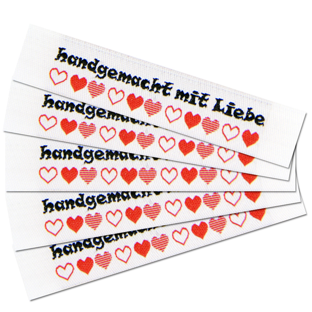 Textiletiketten "handgemacht mit Liebe"