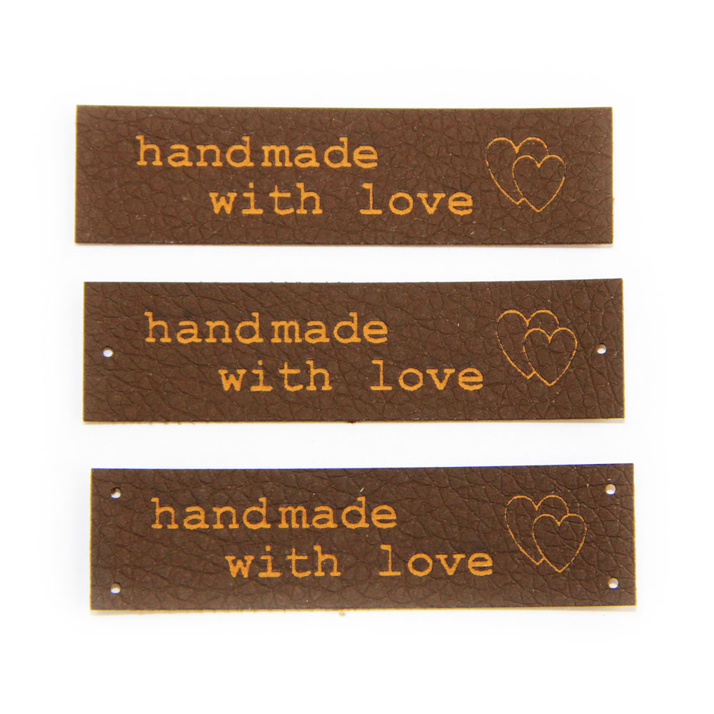 Kunstleder-Etiketten  "handmade with love"