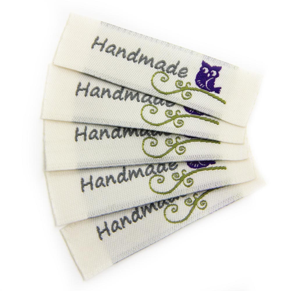 Stoffetiketten "Handmade mit Eule"