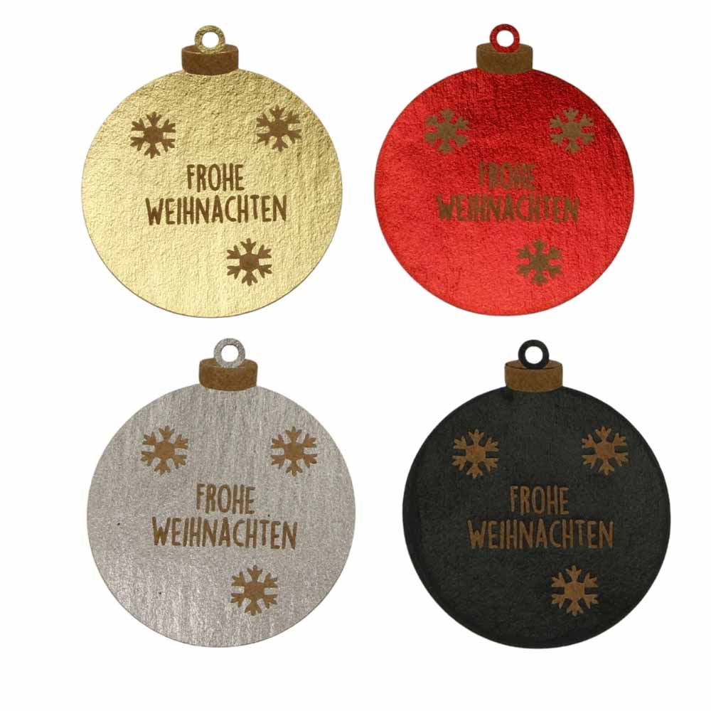 Hang tags | étiquette cartonnée "Joyeux Noël" motif boule de Nöel effet métal