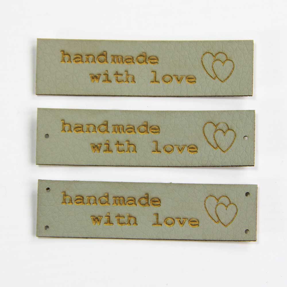 Kunstleder-Etiketten  "handmade with love"