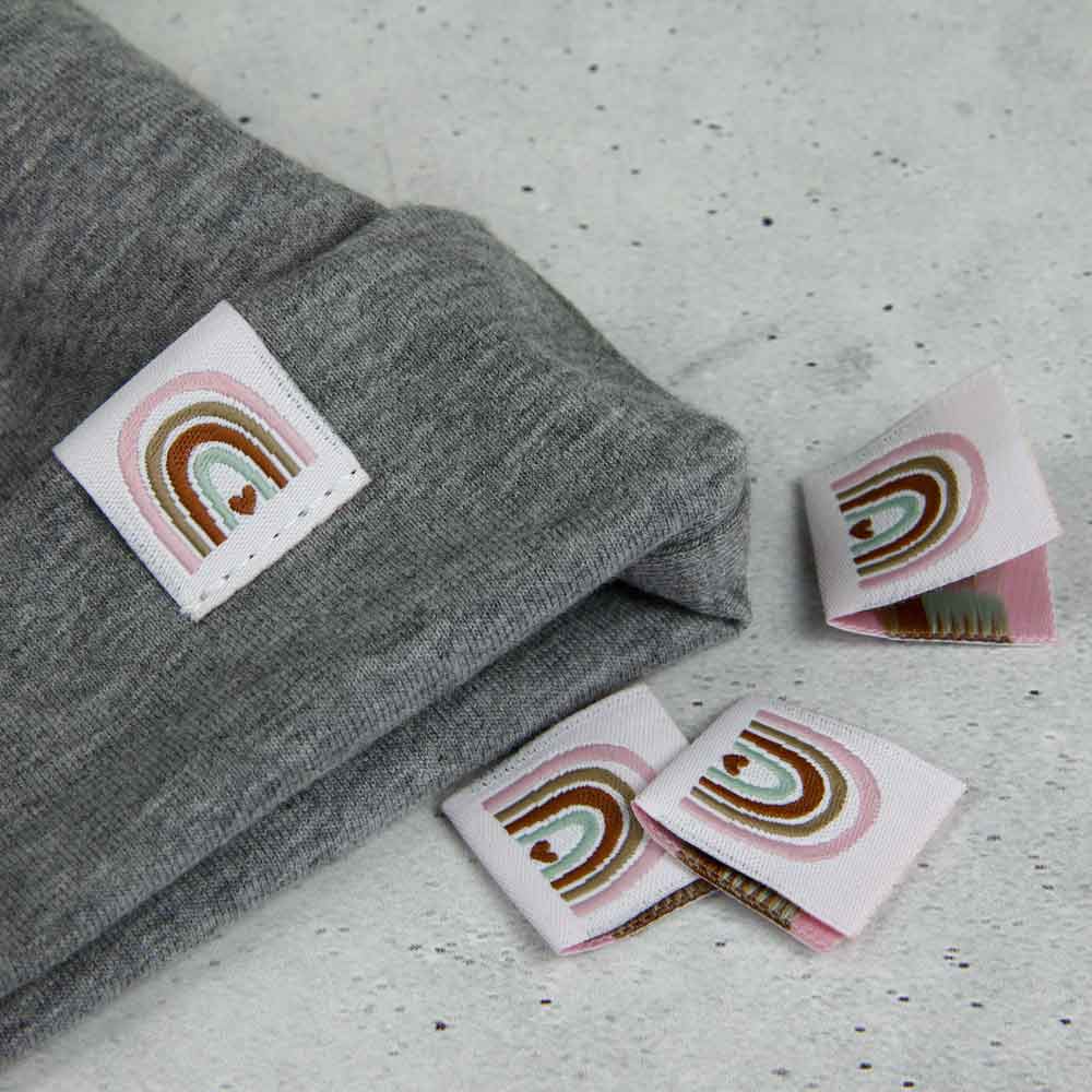 Woven Label with design "rainbow"  -  centerfolded without taffeta