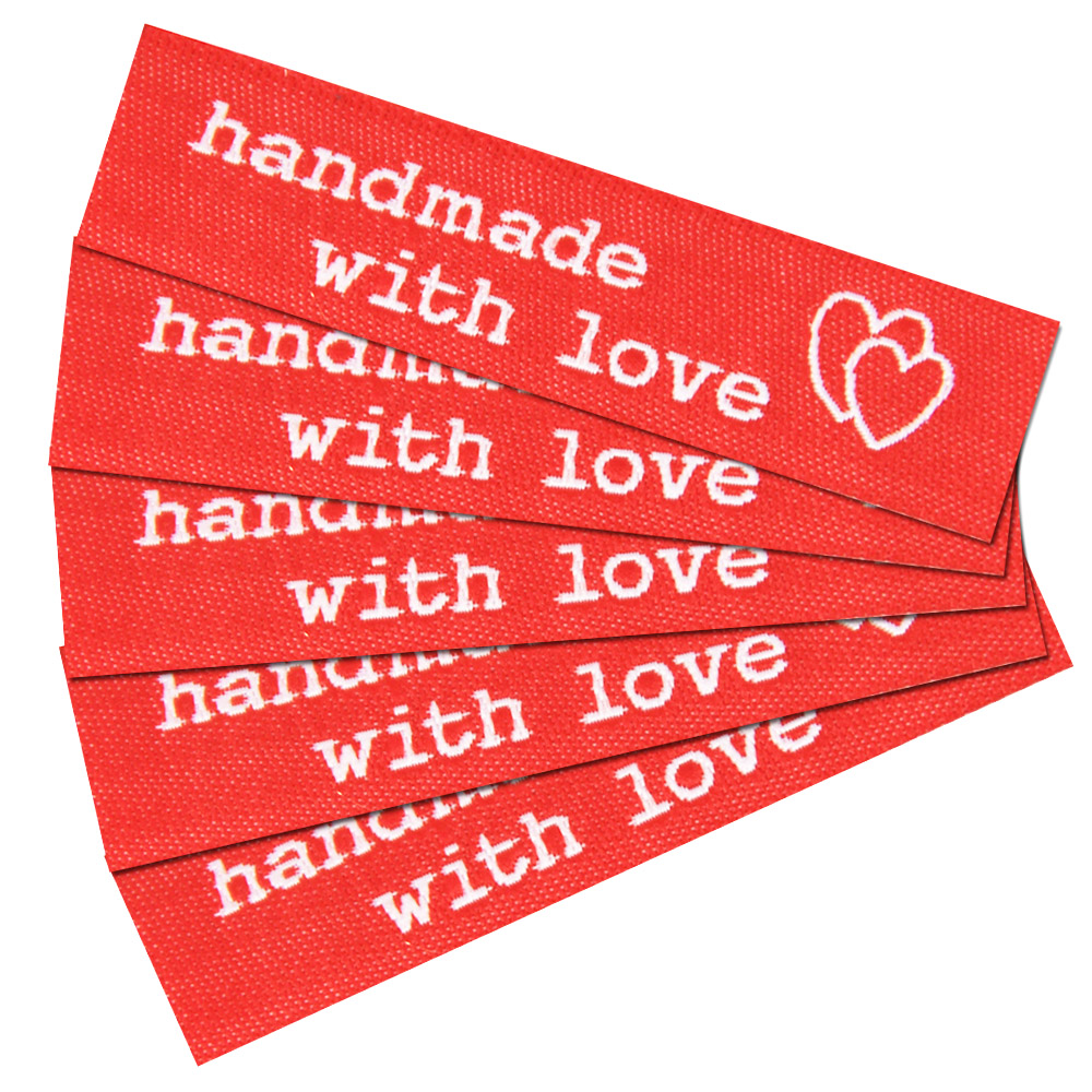 Bügeletiketten "handmade with love", Wäscheetikett