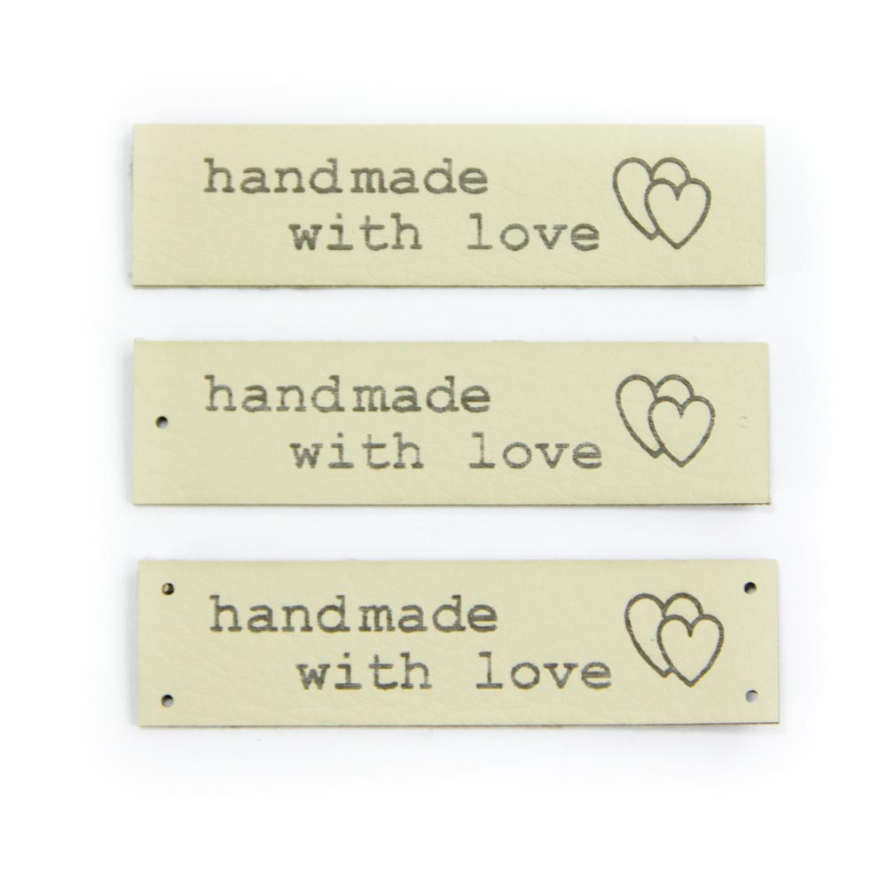 Kunstleder-Etiketten  "handmade with love"