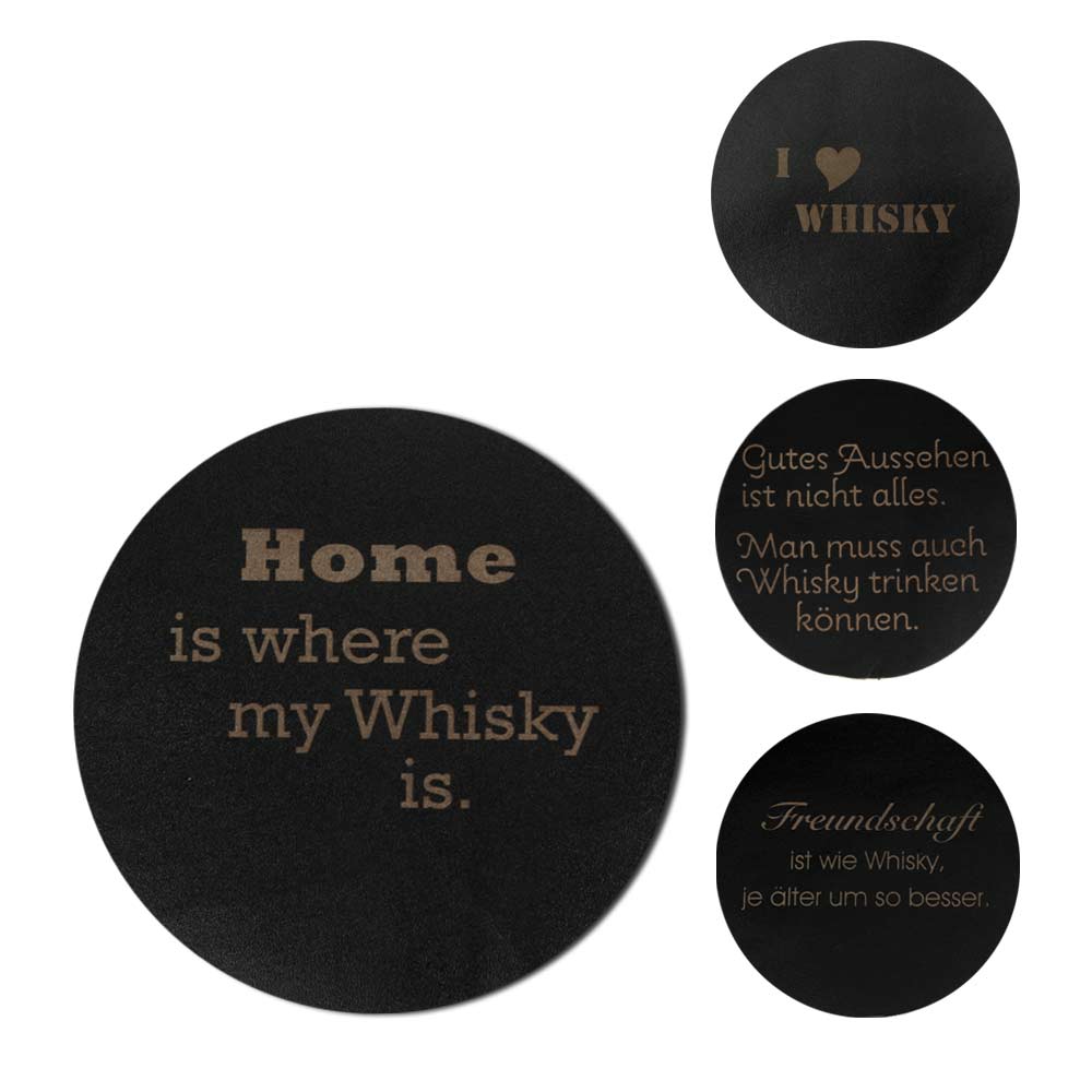 Leather whisky glass coasters - set of 6