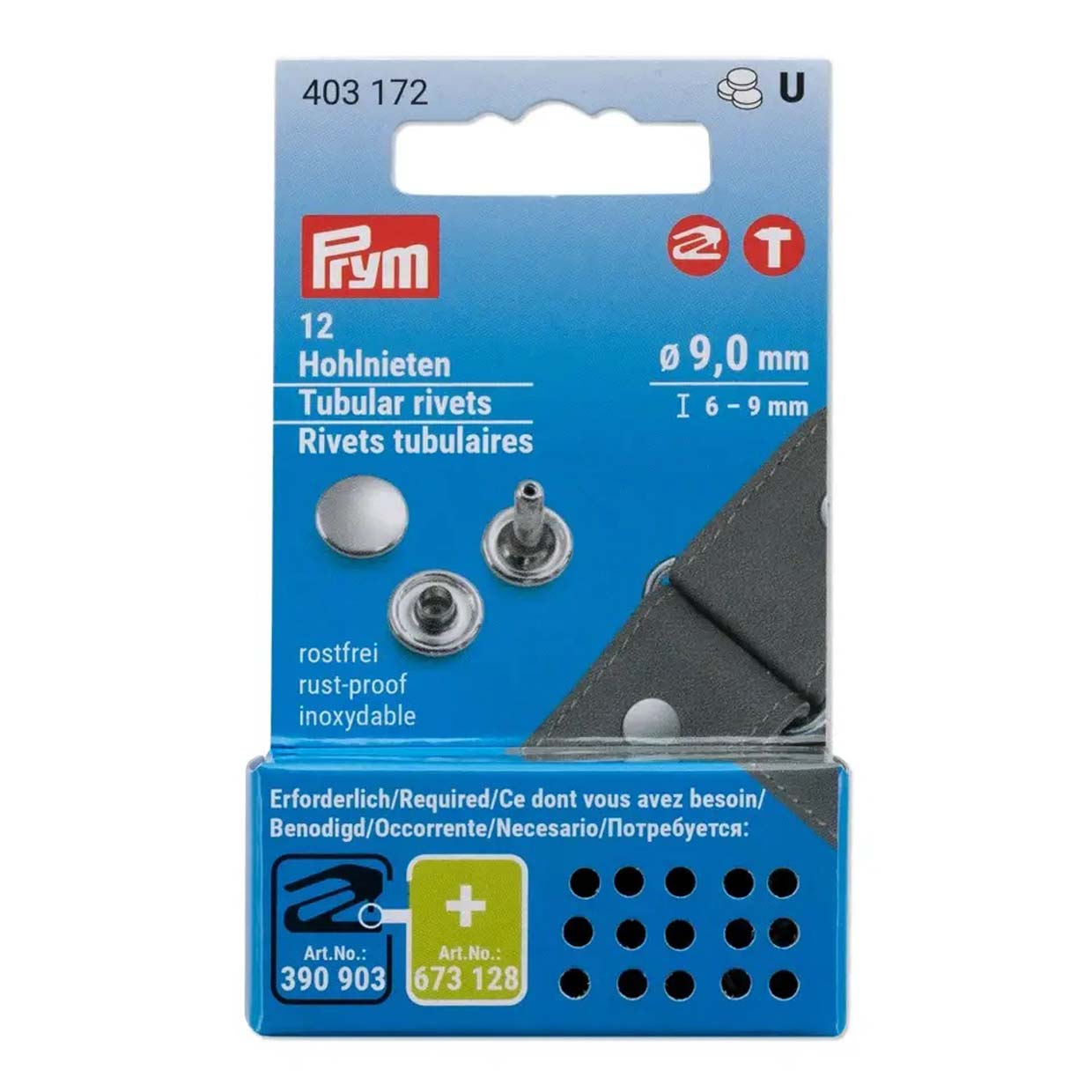 Prym Hohlnieten, 6-9mm, silberfarbig, 12 Stück - 403172 namensbaender