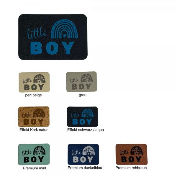 Faux leather label "little BOY" in many colors